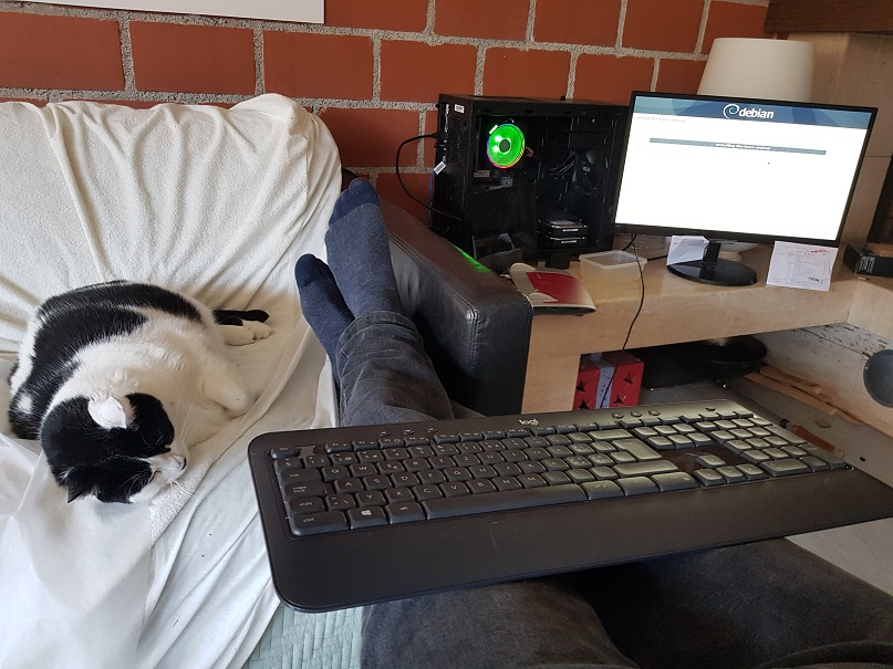 Installing Debian 10 on the server with my cat
